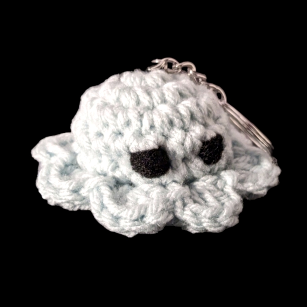 Octopus Crochet Plush Amigurumi Keychain Light Blue Hand Designed